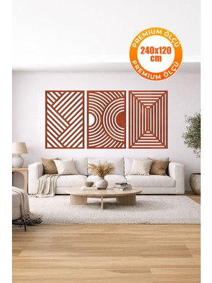 3 Parça Modern Geometrik Ahşap Duvar Tablosu Seti – Dekoratif Mdf Tablo