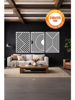 3 Parça Modern Geometrik Ahşap Duvar Tablosu Seti – Dekoratif Mdf Tablo