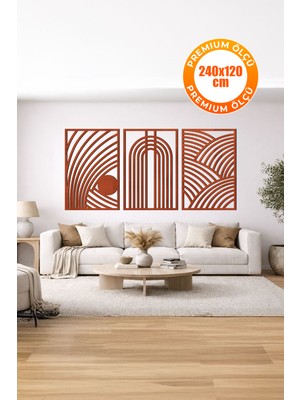 3 Parça Modern Geometrik Ahşap Duvar Tablosu Seti – Dekoratif Mdf Tablo