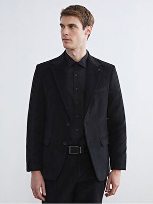 LC Waikiki Siyah Standart Kalıp Kadife Erkek Blazer Ceket