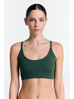 Albero Natur Kadın Büstiyer Düz Kap Kapsız Yeşil Örme Kumaş Gots Sertifikalı Organik Pamuk