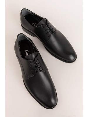 Gondol Erkek Klasik Damat Ayakkabı Hakiki Deri Siyah Cilt Neolit Taban
