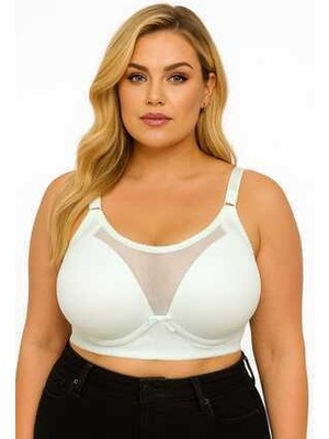 Wear Treasure C Cup Telsiz Süngerli Önü Tül Detaylı Petek Desenli Yandan Destek Telli Toparlayıcı Sütyen