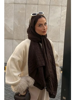 Madame Polo Premium Jakar Şal Halka Desen - Acı Kahve