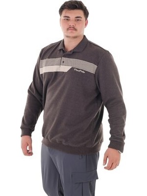 Maruf Shop Erkek Battal Beden 158 Kiloya Kadar Uygun Bedenli Geniş Kalıp Baskılı Polo Yaka Selanik Sweat