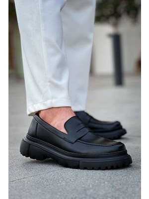 Zapatos CH2417 Lavoric Erkek Günlük Bağcıksız Cilt Klasik Ayakkabı Cst - Siyah