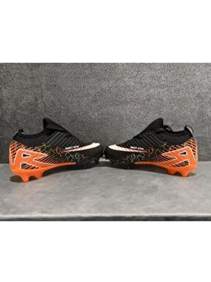 Sinmm Erkek Çocuk Krampon Çoraplı Halı Saha Dişli Futbol Spor Ayakkabısı (Siyah-Oranj Renk) Filet-Garson