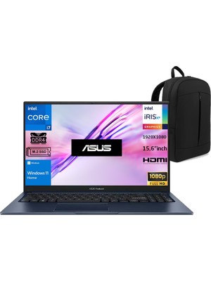 Asus Vivobook 15  Core 7 150U 24 GB-512 GB Ssd-15.6'' Windows 11 Pro X1504VA-BQ5456 Snertech Çanta