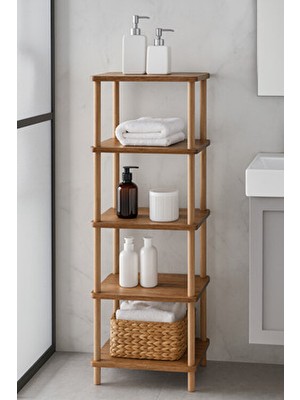 Peka Çevir Kur Banyo Düzenleyici 5 Raflı Banyo Dolabı Çok Amaçlı Dolap Geniş Kitaplık Mutfak Rafı