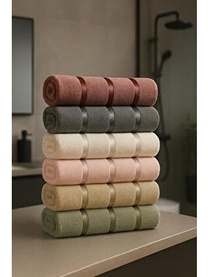 Güvenal Harmony Kutulu 6 Adet 50*90 Kadife Havlu | Havlu & Havlu Seti | Çeyiz Havlusu | Banyo Havlusu