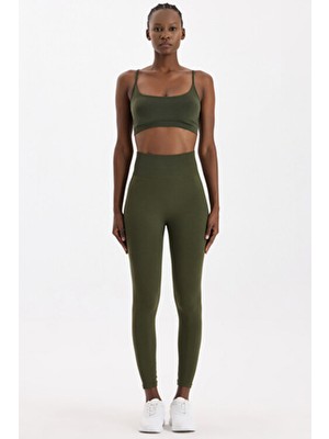 COMEUP Come Up Kadın Toparlayıcı Tayt Koyu Yaprak Yeşili Slim Fit Yüksek Bel Özellikli