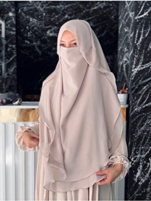 Mihrisina Collection Hac Umre Gölgeli Oval Sufle Uzun Boy Hijap Khimar Tesettür