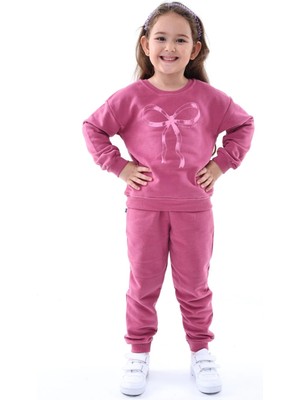 Kyex Kids Kız Çocuk Alt Üst Pamuklu 3 Iplik Mor Eşofman Takımı