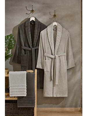 Casnack Dora 4 Parça Baş Havlusu ve Bornoz Seti