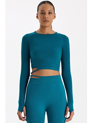 COMEUP Tokalı Parmak Geçmeli Crop Top Milenyum Yeşili