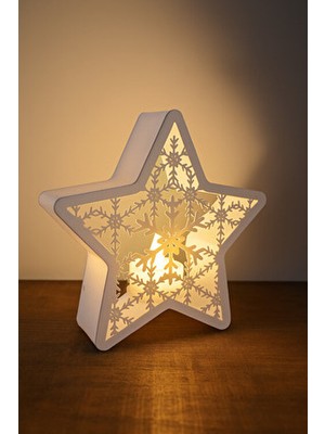  ledli dekoratif kartanesi yıldız (mum dahil). yılbaşı süsü. dekoratif obje.