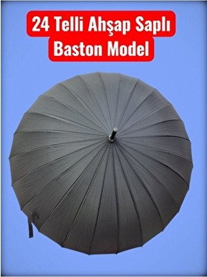  24 telli ahşap saplı baston model ultra sağlam fiber gövde rüzgar korumalı şemsiye