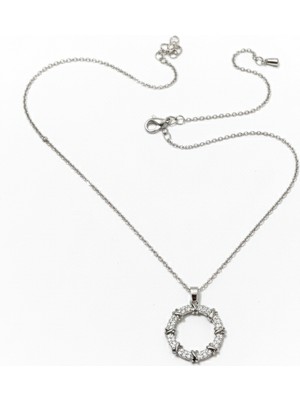 Stainless Stell Gri Mini Zincir Detaylı Kadın Kolye