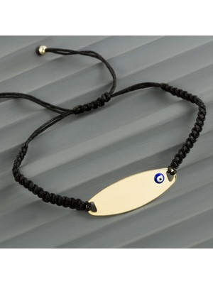 Nuveden Ieg™ Oval Isim Yazılabilir Boş Plaka Örgülü Bileklik
