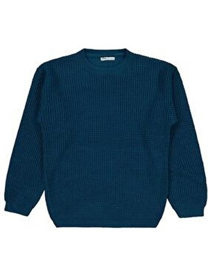 Civil Boys Waffle Örgülü 10-13 Yaş Kazak - Yeşil 13-14 Yaş