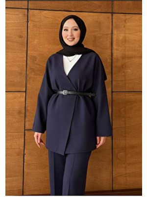 Molly Nelly Kadın Kemerli Kimono Astarlı Şık Ceket