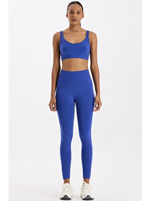 COMEUP Kadın Basic Spor Hafif Tayt Cobalt Yüksek Bel Özellikli Mavi Renkli Tasarım