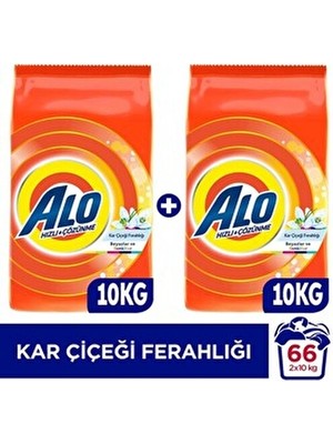 Alo 10 kg Kar Çiçeği Ferahlğı Beyazlar ve Renkliler Hızlı Çözülme Toz Deterjan x 2 Adet