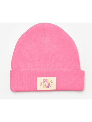 Le Mabelle Fuşya Girl Power Mottolu Çocuk Bere