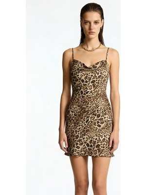 Feu De Elu Etincelle Lepia Degaje Yaka Askılı Kısa Saten Gecelik