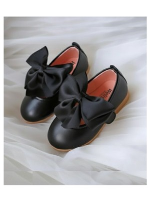 Welissa Saten Fiyonklu Abiye Kız Çocuk Babet, Siyah Renk, Termoplastik Taban ile Şık Tasarım