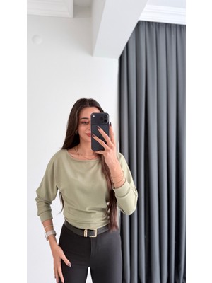 Avena Oysh Modal Kayık Yaka Likralı Bluz Yeşil