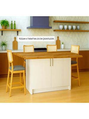 Swan Mutfak Adası - Alt Modül - 2 Kapaklı - 140 cm - Tezgah Dahil