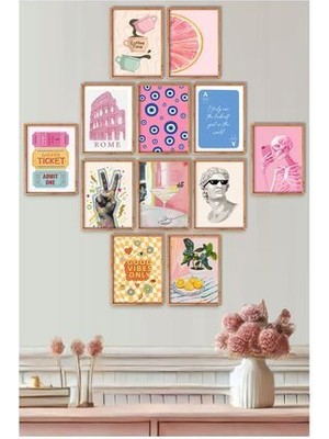 UNT Modern Dekoratif 12’li Mdf Tablo Seti – Çerçeve Görünümlü Duvar Tablo Kolajı (Trend Tasarımlar)