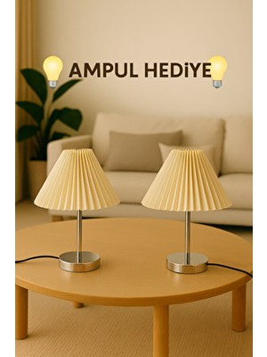 Evlight 2’li Maison Pileli Gümüş Abajur