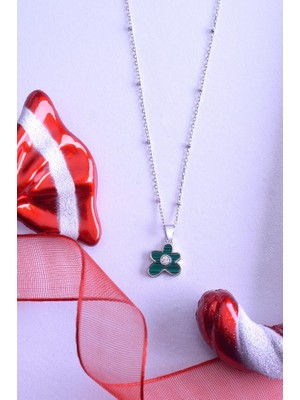 Innuendo Jewelry 925 Ayar Gümüş Dorika Zincirli Taşlı Çiçek Kolye Zirkon Detaylı Şık Kadın Kolye