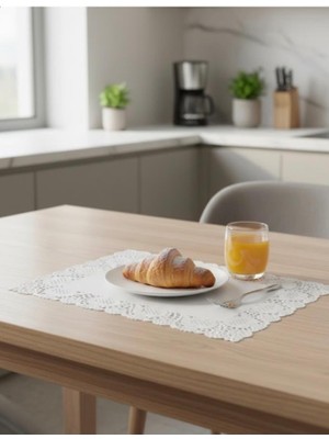 abnturk 40 × 30 cm 50 Adet Şık Dantel Görünümlü Kağıt Dikdörtgen Servis Sunum Altlığı Supla