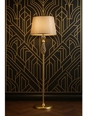 Epifanio Şelale Eskitme Mat Gold Vizon Şapkalı Metal Lambader – Dekoratif Ev Salon Aydınlatması