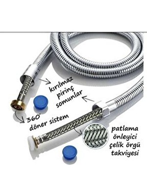 Idimax Çelik Örgü Spiral (175CM) - Komple Krom Kaplama