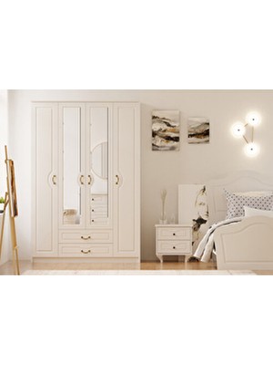 Rabi Yağmur Country 4 Kapaklı 2 Çekmeceli Mega Gardırop