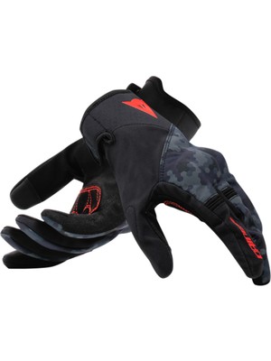 Dainese Intrepyd Softshell Eldiven Siyah Gri Kamuflaj Dokunmatik Ekran Desteği XL Beden