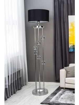 Epifanio Clichy Krom Kaplama Spot Işıklı Metal Lambader - Siyah