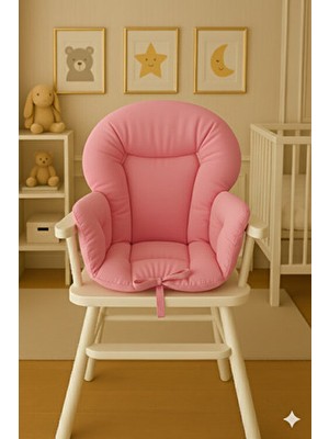 Wenaris Çift Taraflı Mama Sandalyesi Minderi (Kemer Geçme Yerleri Mevcut) Pembe