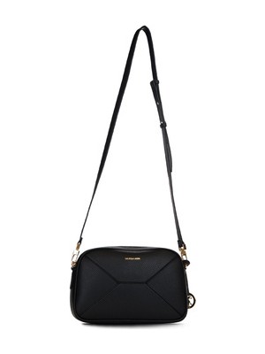 U.S. Polo Assn. Suni Deri Siyah Kadın Postacı Çantası US26143 Dokulu Özellikli Şık Tasarım