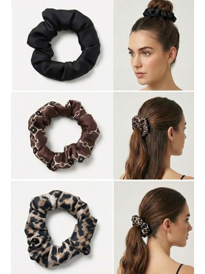 Tarzını Seç Kadın Leopar Dijital Baskılı Simit Toka 3’lü Set – 10 cm Çap
