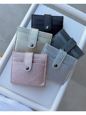 Aksesuarista Siyah Simli Kartlık Detay Cüzdan