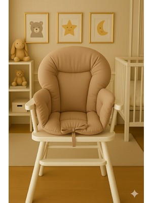 Wenaris Çift Taraflı Mama Sandalyesi Minderi (Kemer Geçme Yerleri Mevcut) Bej