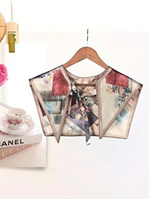 Nurfemina Modern Retro Desenli Kadın Omuz Şalı & Fular Zarif Çok Amaçlı Yaka Aksesuvarı