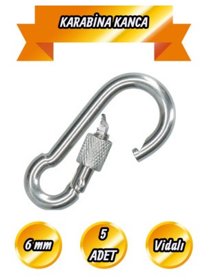 BRATİ HAND TOOLS Kilitli Karabina 6 mm Yaylı Kanca Olta Tırmanma Dağcılık Kamp Malzemeleri Anahtar Askı Aparatı 5 Ad