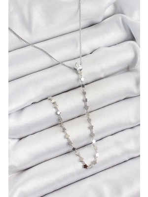 Belle Fusion Mey Ithalat® Pirinç Zirkon Taşlı Yıldız Figürlü Y Model Gümüş Renk Kadın Kolye