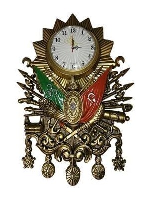  osmanlı devlet arması duvar saati 3 lü set altın bakır gümüş renk